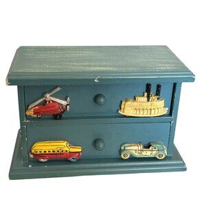 Vintage Wooden Miniature Chest Of 2 Drawers